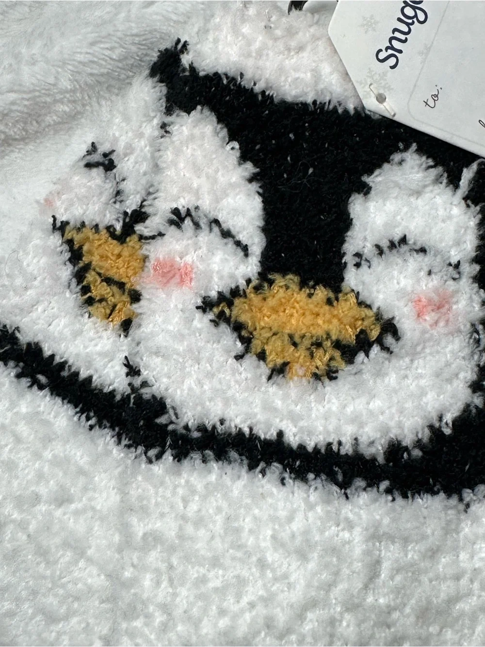 Snugadoo Penguin Fuzzy Socks Adult One Size Cozy Striped Slipper Socks